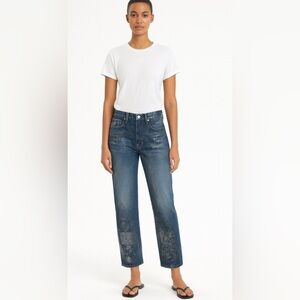 FRAME Le Original Jeans Womens Size 28 Cracked Chrome Metallic Coated Denim USA